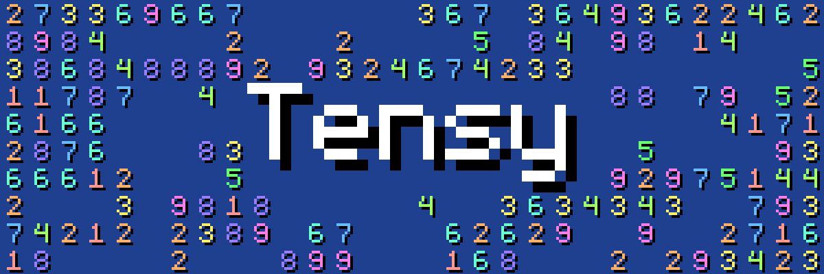 Tensy logo with coloured numbers surrounding it on a blue background